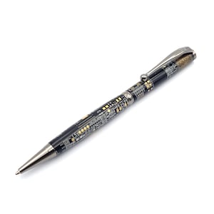 Genuine Black Circuit Board Gunmetal Slimline Ballpoint Twist Pen