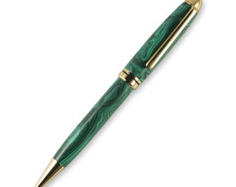 Malachite TruStone Designer 24k Gold Twist Pen