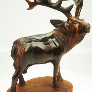 Desert Ironwood Detailed Elk on Base carving