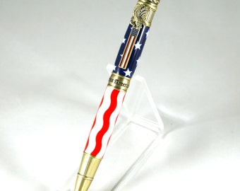 Stars & Stripes American Patriot Antique Brass Twist Pen