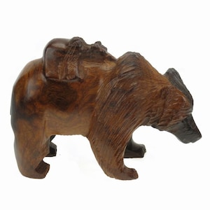 Desert Ironwood Bear with Baby on Back carving