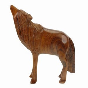 Desert Ironwood Standing Wolf carving