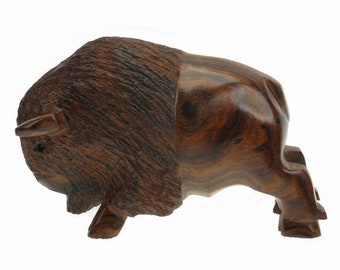 Desert Ironwood Buffalo Charging carving - bison