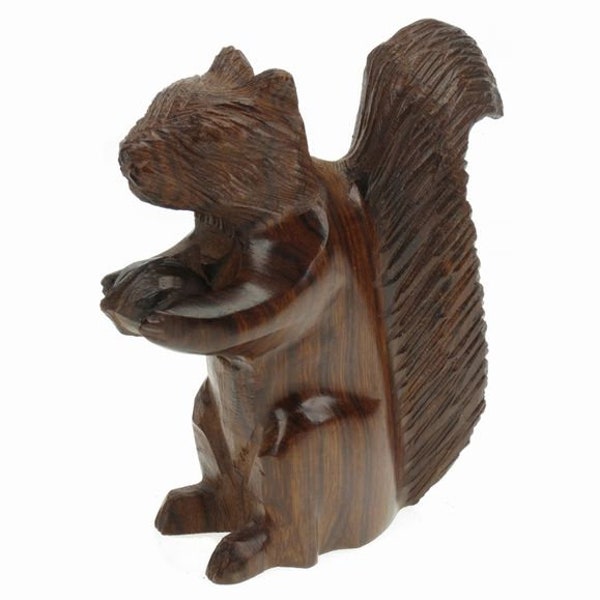 Écureuil de bois de fer du désert avec sculpture de noix