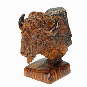 Desert Ironwood Buffalo Bust carving - bison