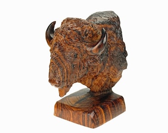 Desert Ironwood Buffalo Bust carving - bison