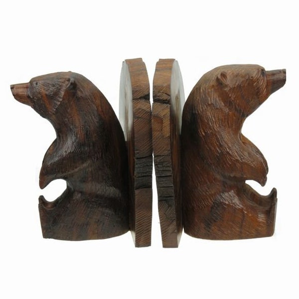 Desert Ironwood Sitting Bears Bookends carving