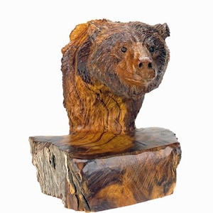 Desert Ironwood Bear Bust carving