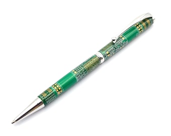 Genuine Green Circuit Board Chrome Slimline Ballpoint Twist Pen