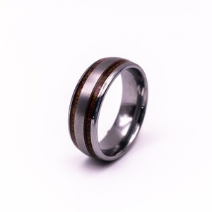 8mm, Tungsten with Koa wood Ring
