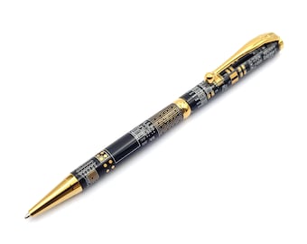 Genuine Black Circuit Board Gold Slimline Ballpoint Twist Pen