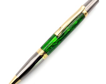 Bolígrafo Green Abalone Shell Sierra de titanio negro y titanio dorado