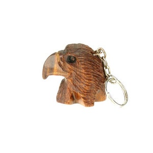Desert Ironwood Eagle Head 3-D Keychain - 2 Inches carving