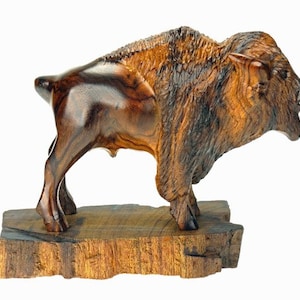 Desert Ironwood Buffalo with Detail on base carving - bison