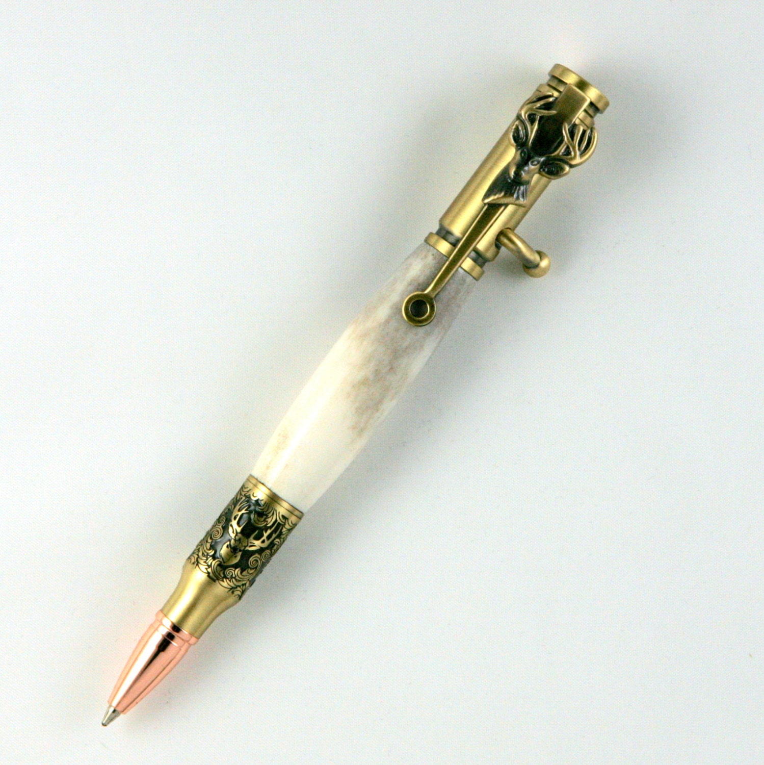 Mini Solid Brass Bolt Action Ball Point Pen Copper Art Craft - Foto 7