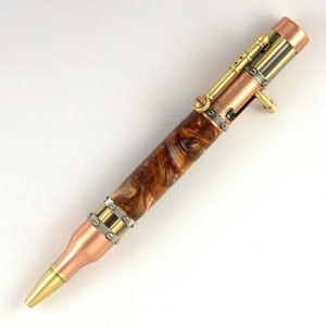 Molten Metal Steampunk Bolt Action Antique Copper and Antique Brass Pen