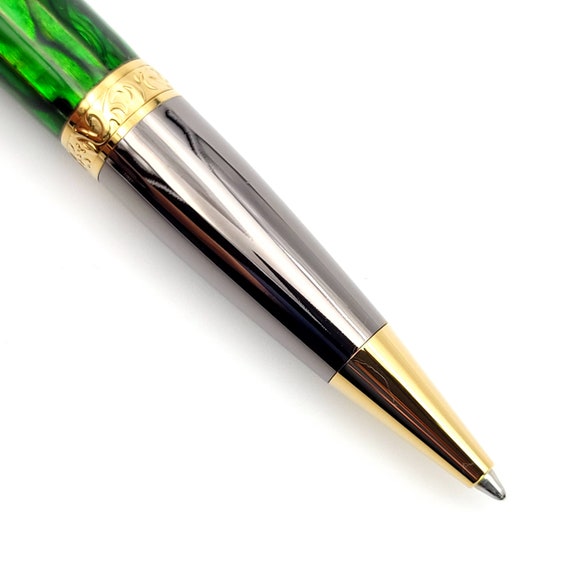アバロンシェル　ボールペン 重量級　49g pelikan 似 グリーンアバロンシェルシエラブラックチタン＆ゴールドチタン