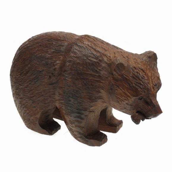 Carved wood bear with fish - Etsy 日本