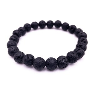 Black lava stone beaded wire twist bracelet