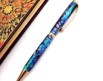 Abalone Shell Nelson Titanium Gold Twist Pen