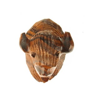 Desert Ironwood Buffalo Head 3-D Magnet carving - bison