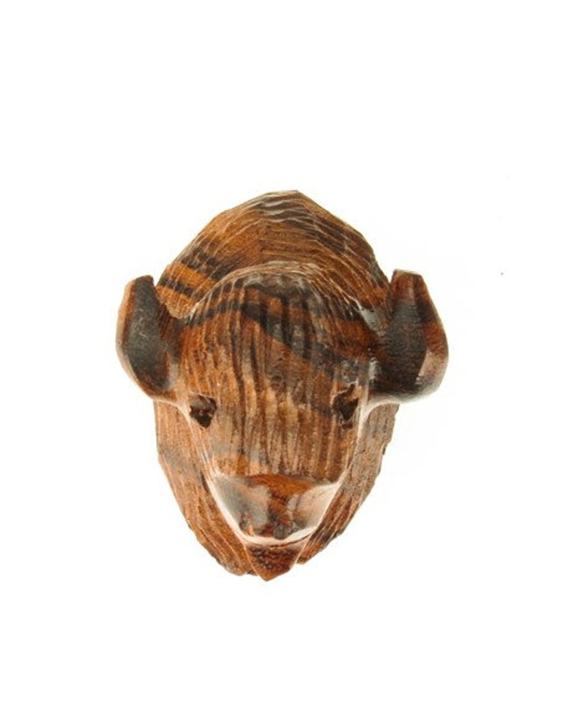 Desert Ironwood Buffalo Head 3-D Magnet carving bison image 1