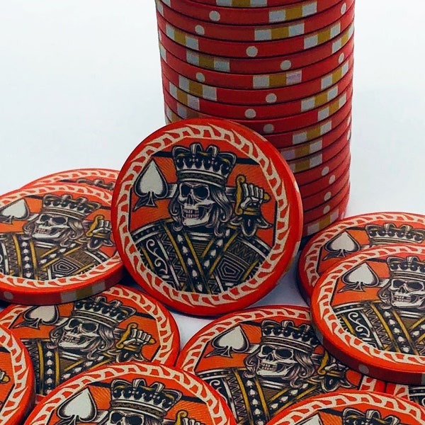 King of Spades Ceramic Custom Poker Chip Set - 25 Chips