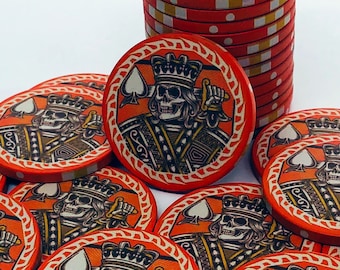 King of Spades Ceramic Custom Poker Chip Set - 50 Chips