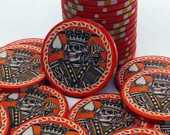King of Spades Ceramic Custom Poker Chip Set - 100 Chips
