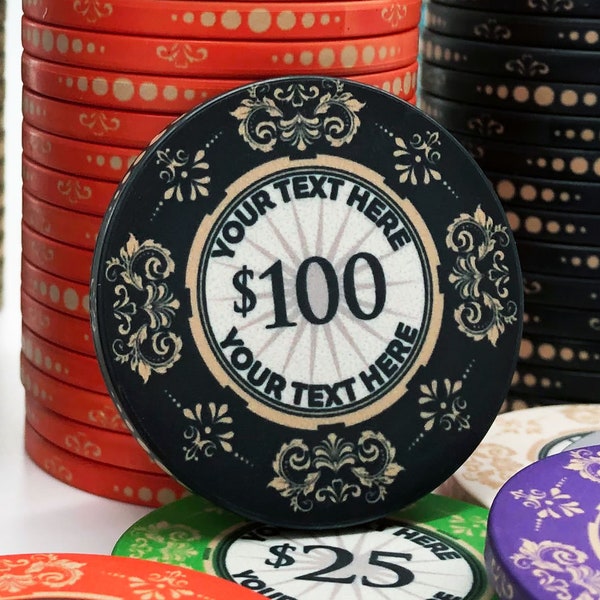 The Victorian Ceramic Custom Poker Chip Set - 25 Chips