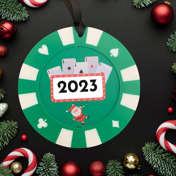 Large Poker Chip Christmas Tree Ornament 2023 | XMAS Tree Ornament | Holiday Ornaments