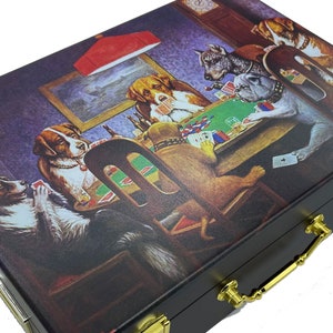 Dogs Playing Poker | Wood Poker Case | 500 Chip Capacity