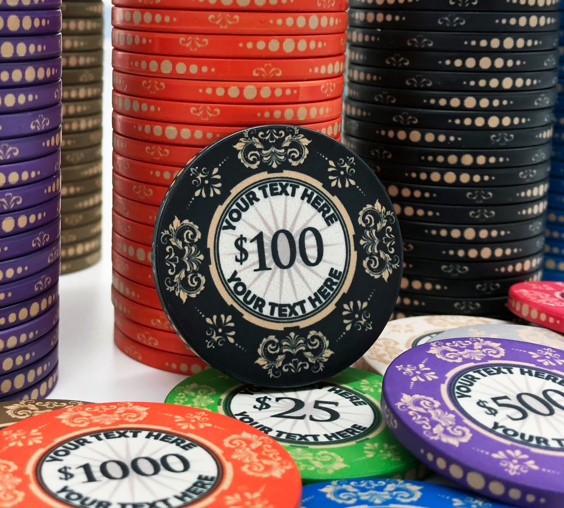 Personalized Custom Wood Poker Chip Set - 200 14g Clay AK & Suit Chip – Poker  Chip Lounge
