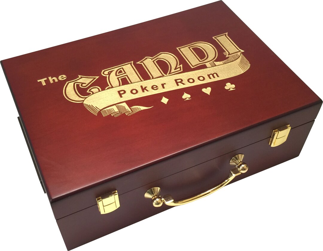 Poker Case Wooden Personalized Mahogany Engraved With Gold Etsy