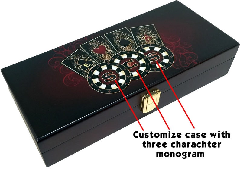 Custom Poker Chip Set With Personalized Mahogany Case Etsy