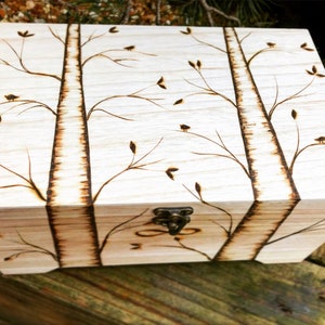 Pyrography Keepsake Box: Hand-Painted Paulownia Wood, Custom Engraved