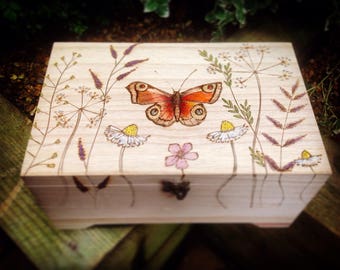 Jewellery Box - Butterfly Box - Eco Gift - Essential Oil Storage Box - Make Up Box - Art Wooden Case - Paints Box - wedding Gift Box