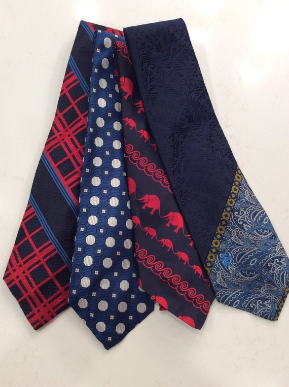 Set of 4 Vintage 70's Ties-Navy - image 1