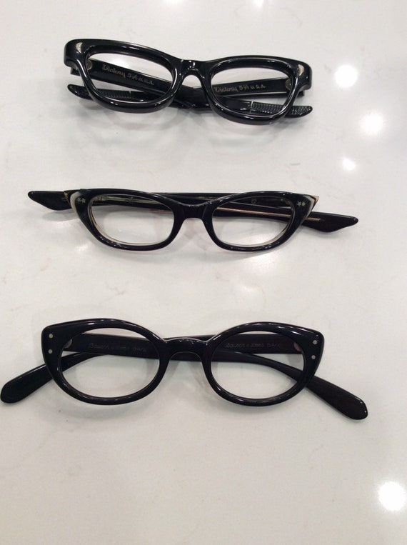 3 Pair Black Vintage Eyeglass Frames
