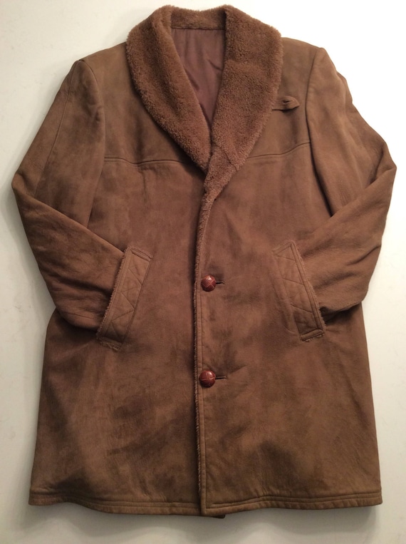 Men's Vintage Shearling 3/4 Length Jacket - image 1