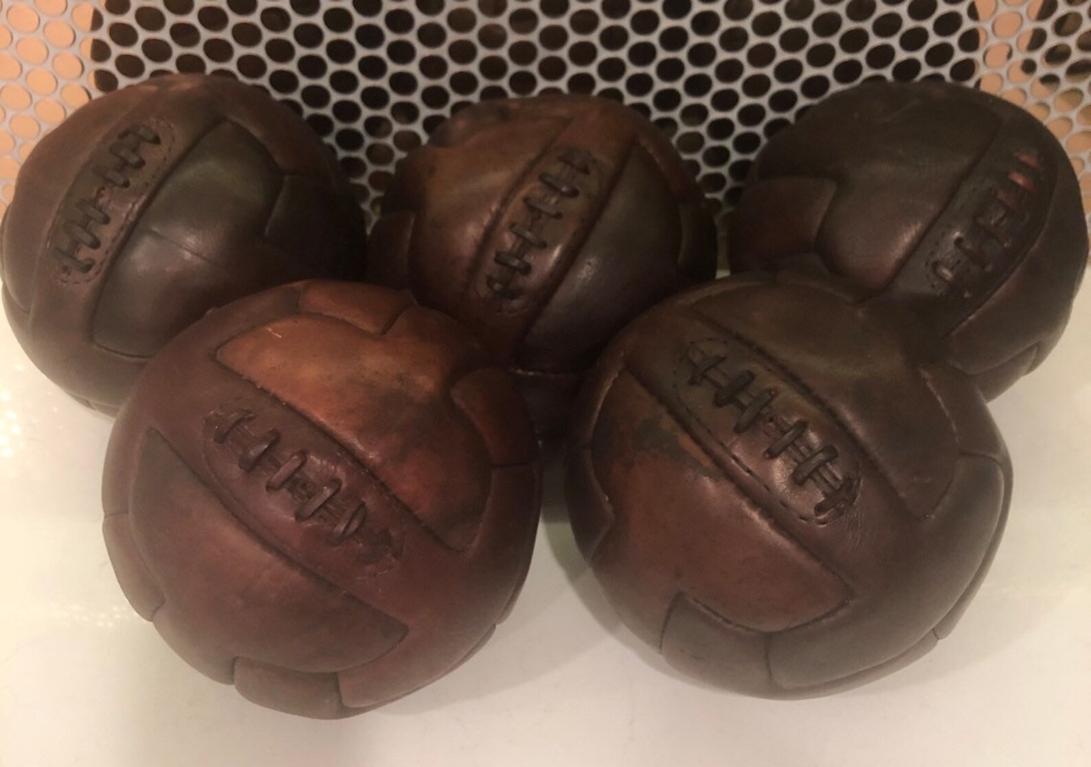 Set of 5 Vintage Leather Soccer Balls Etsy