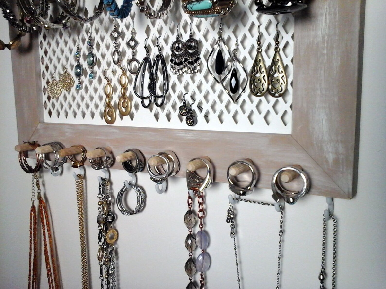 Jewelry Organizer Wall Mount Necklace Bracelet Ring Earring Etsy
