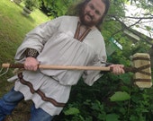 Massive Long Handle Thor Viking Wood and Leather Hammer (Maul, Sledge Hammer)