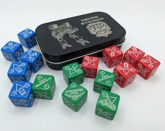 Dados de movimiento de Battlemecha con lata de colección... ¡Registre fácilmente modificadores/penalizaciones con dados codificados por colores! ¡Opacos o transparentes! *Envíos desde Canadá