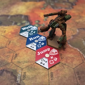 Battlemecha Movement Tokens ... track modifiers/penalties easily with colour coded dials!