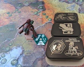 Battletech Movement Tokens and Collector Tin... track modifiers/penalties easily with colour coded dials!