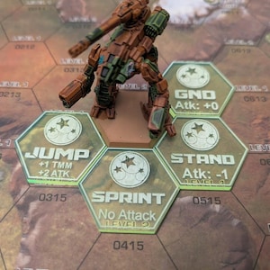 Battlemecha Alpha Strike Movement tokens, 10 of each