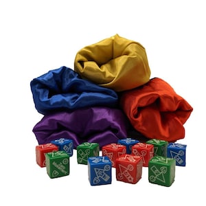 Battlemecha Movement Velvet & Satin Dice Bag i kostki (nieprzezroczyste) ... Łatwe śledzenie modyfikatorów/kar za pomocą kolorowych kostek! (Nieprzezroczyste)