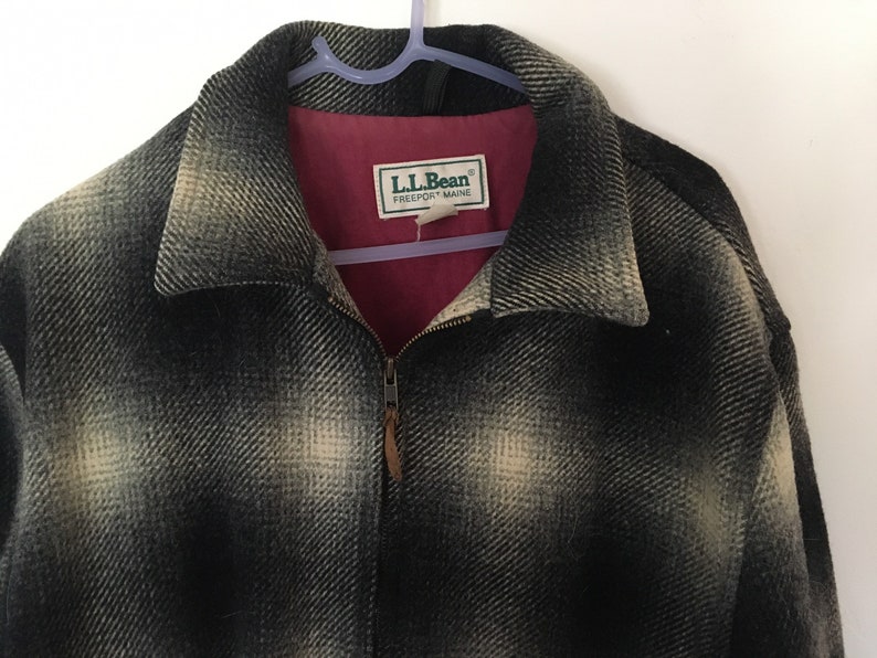 LL Bean Shadow Plaid Wool Coat / Jacket Size Large Tall | Etsy