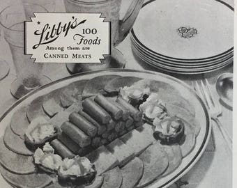 1929 Libby McNeill & Libby Print Ad - Libby's Canned Meats - Cooked Lunch Tongues - Vienna Sausage - Vintage Food Ad